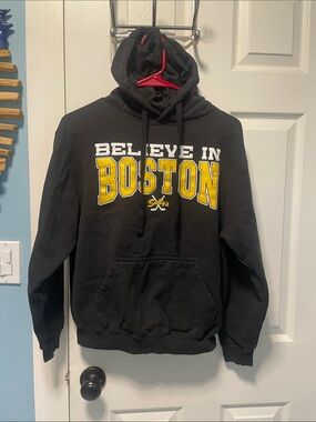 Believe in Boston Black Hoodie with Yellow Graphic